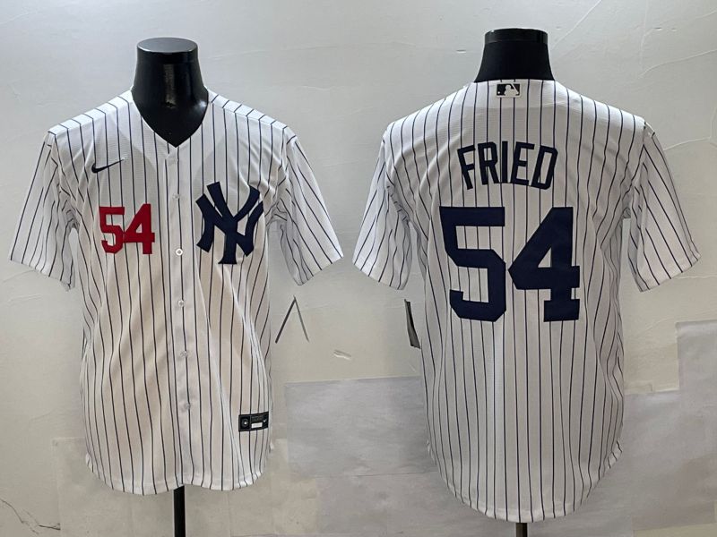 Men New York Yankees #54 Fried White Stripe Game Nike 2025 MLB Jersey style 4->new york yankees->MLB Jersey